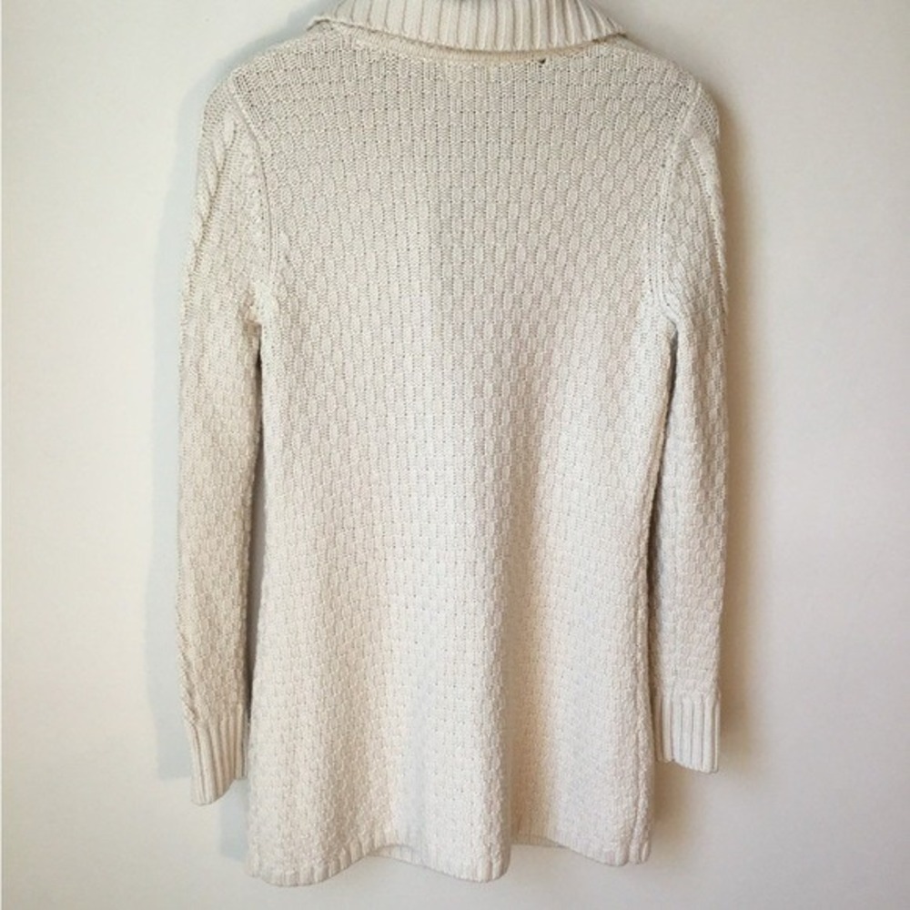 L.L. Bean Cream Wool Blend Long Cable-Knit Toggle Cardigan - Picture 5 of 5